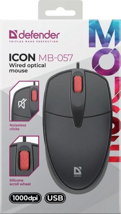Produktbild Defender ICON MB-057 1000 DPI kabelgebundene Silent-Click-Maus (Kabelgebunden)
