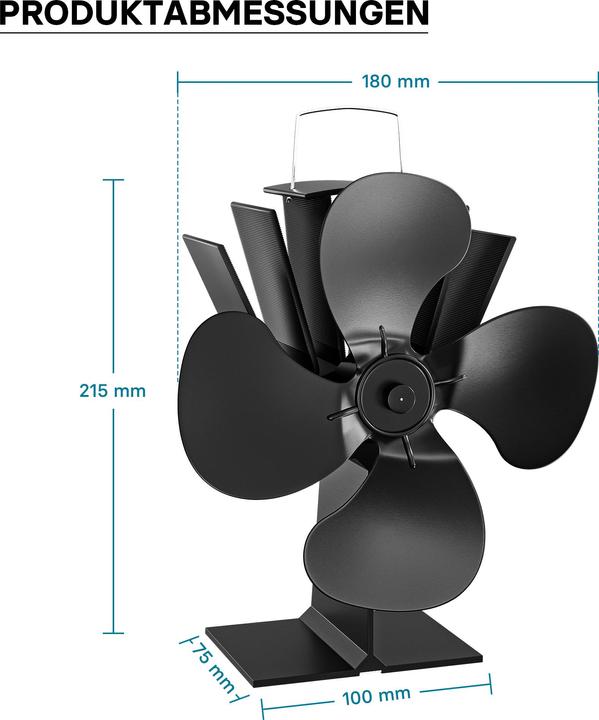 Produktbild Wiltec Kaminofen Ventilator (18 x 12.5 x 21.5 cm)