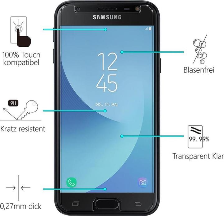 Actual product image Screenguard Samsung Galaxy J5 2017 bulletproof glass protective film Case Friendly Design (1 Piece, Samsung Galaxy J5 (2017))