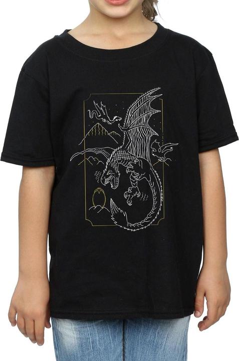 Actual product image Girls Dragon Line Art Cotton T-Shirt (128)