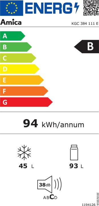 Etichetta energetica Amica AMIC Stand-Kühl-Gefrierkombination (138 l)