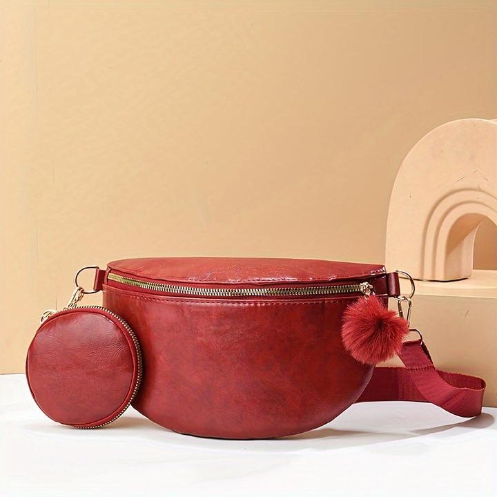 Only-Bags.Store Modische PU Leder Gürteltasche - Sportliche einzelne Schulter Crossbody Brusttasche mit gerissener