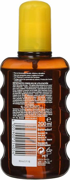 Image du produit NIVEA Huile solaire Spray Spf 6 200ml (Huile solaire, Jusqu'à SPF 10, 200 ml)
