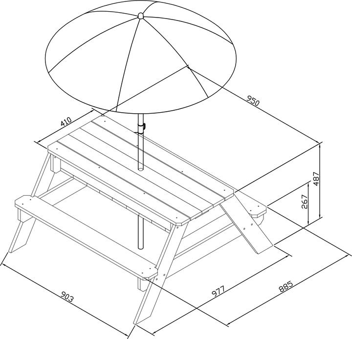 Actual product image Axi Nick Sand & Water Picnic Table Brown/White - Parasol Blue/White
