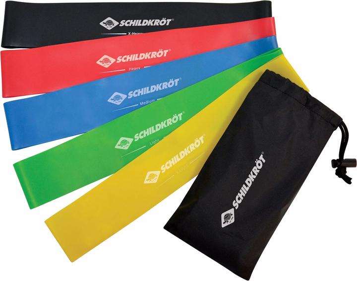 Schildkröt Mini Resistance Band 5er Set (0.30 m, Extra Light, Easy, Medium, Strong, Extra strength)