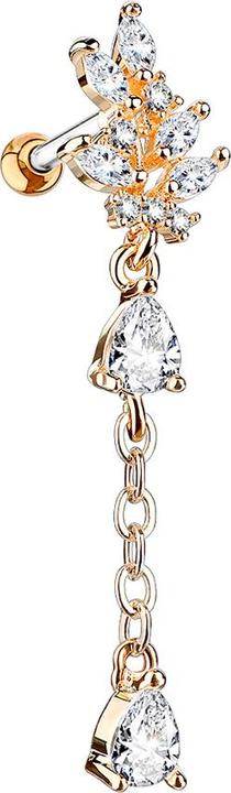Immagine prodotto Star Piercing Micro Barbell rosegold mit Anhänger Kristall (Acciaio chirurgico 316L, Ottone)