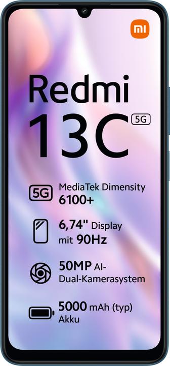 Produktbild Xiaomi Redmi 13C 5G (128 GB, Twilight Blue, 6.74", Dual SIM, 50 Mpx, 5G)