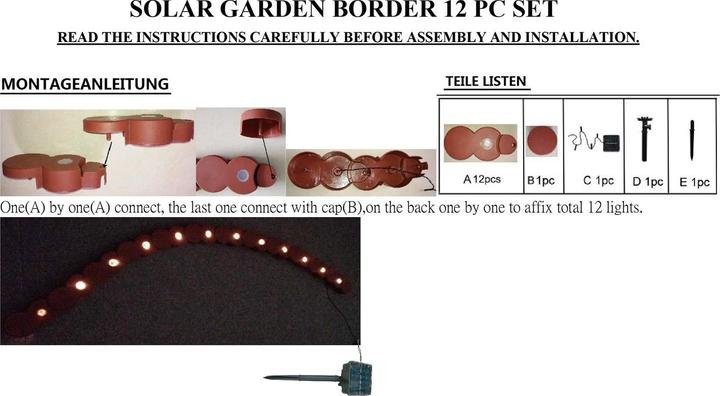 Produktbild HTI-Living Beeteinfassung Länge 950 cm Terracotta mit Solar-Lichterkette (952 cm)