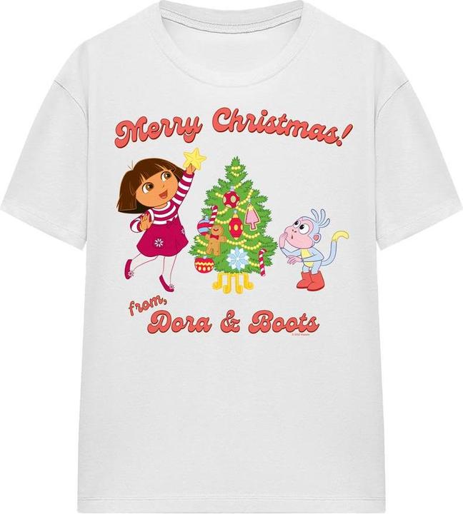 Immagine prodotto Dora The Explorer Happy Holidays Maglietta Dora e Boots Adulto Unisex (S)