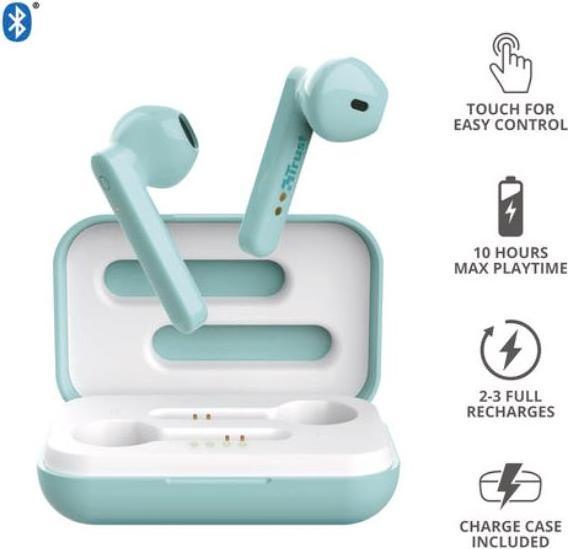 Actual product image Trust Primo Touch Bt Earphones Mint (ANC, 12 h, Wireless)