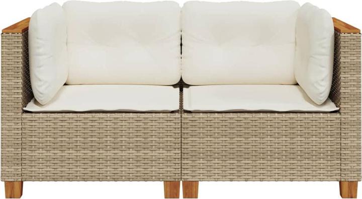Produktbild VidaXL Garten Ecksofa Kissen Mittelsofa Gartensofa 2 Stk. Beige Poly Rattan