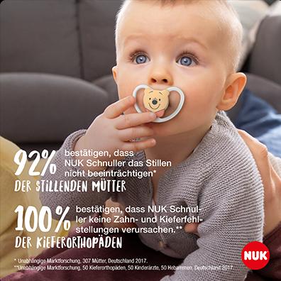 Image du produit NUK Disney Winnie l'Ourson Sucette en silicone, forme orthodontique, 0-6 mois, 2 pièces, gris et blanc (2 x, dès la naissance)