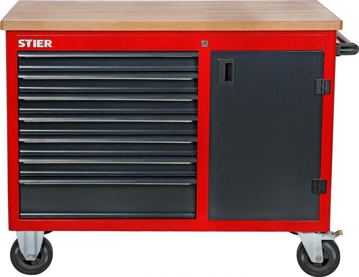 Produktbild Stier Fahrbare Werkbank mit 7 Schubladen und 1 Tür (112 cm, 112 cm)