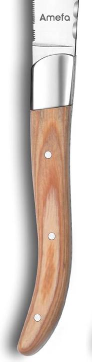 Actual product image Amefa Royal Steak 2520 - 4-pcs Steak knife set naturel in wooden box (4 Piece, Knife)