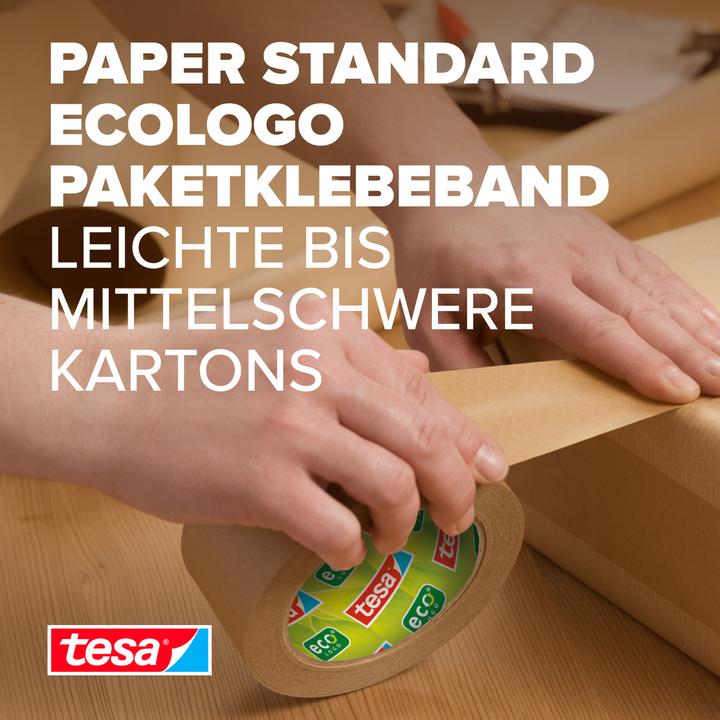 Actual product image tesa 3x tesapack PAPER STANDARD packaging tape - 56 % bio-based material - recycling-friendly (50 mm)