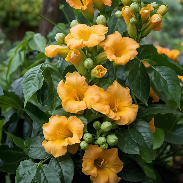 Actual product image Plant in a Box Campis radicans 'Flava' - set of 2 trumpet climbers (110 cm)