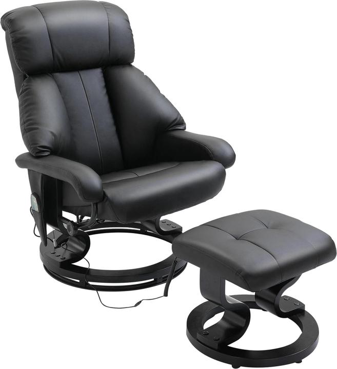 Actual product image Swisshandel24 Massage armchair Footstool Black Relax armchair Electric TV armchair with reclining function Faux