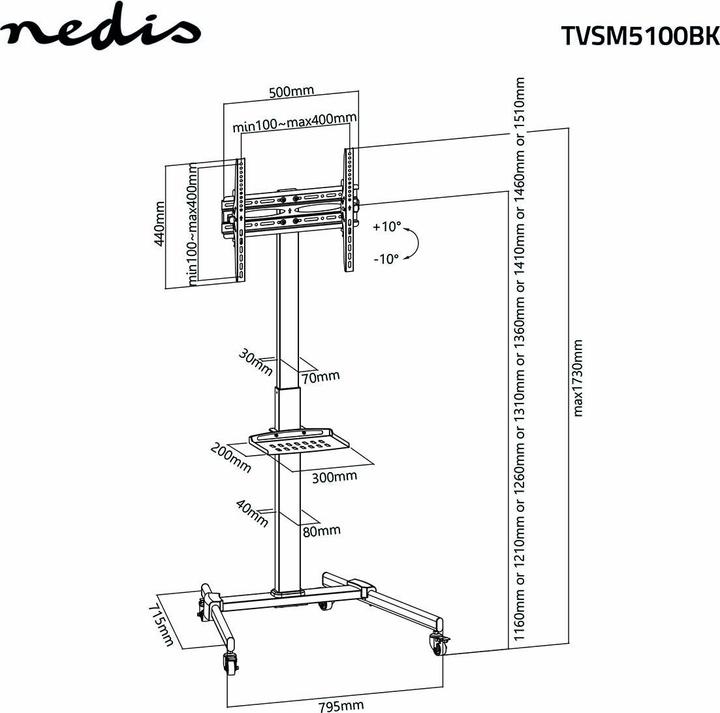 Immagine prodotto Nedis Supporto da pavimento per TV | 32-55 " | peso massimo dello schermo supportato: 35 kg | colonna (55", 35 kg)