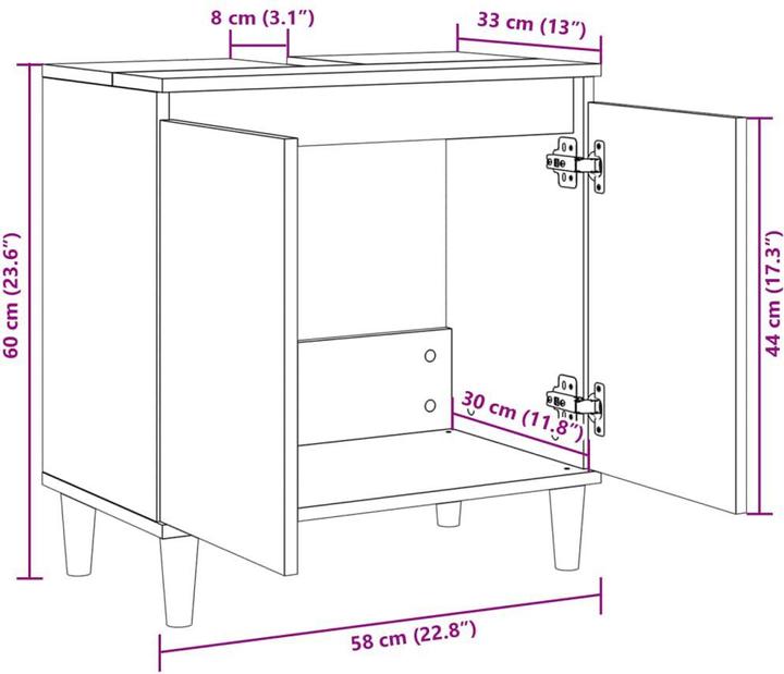 Actual product image VidaXL Waschbeckenunterschrank (58 x 33 x 60 cm)