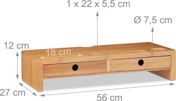 Produktbild Relaxdays Monitorständer mit 2 Schubladen