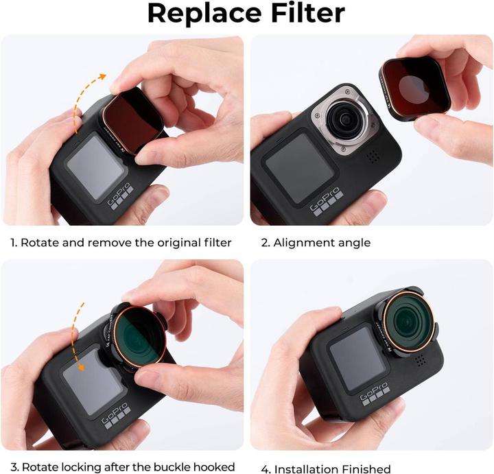Actual product image K&F Concept Filters CPL+ND (8/16/32/64/1000) Kit for Hero 9 / Hero 10 (GoPro Hero 9, Hero 10)