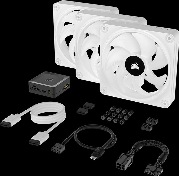Actual product image Corsair iCUE LINK QX120 RGB 120 mm PWM fan (white, starter kit) (120 mm, 3 x)
