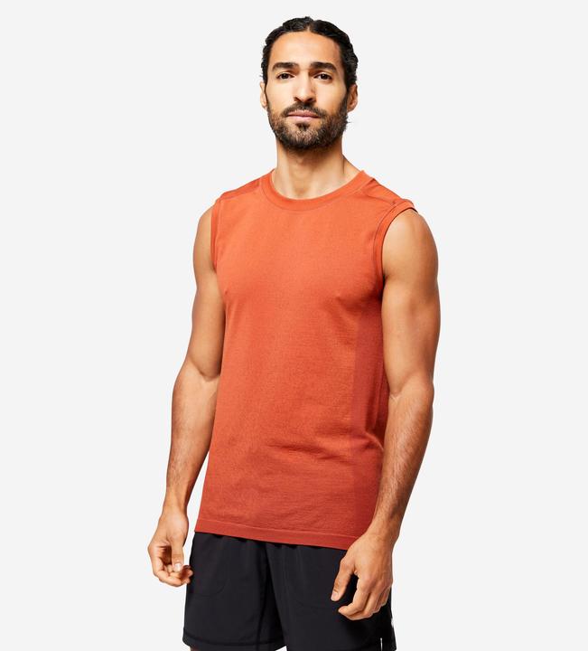 Actual product image Kimjaly Men's seamless yoga tank top - brown