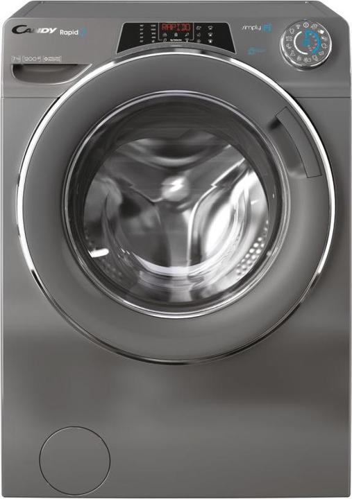 Actual product image Candy RO41276DWMCRE-S Washing Machine, A, Front loading, Depth 45 cm, 7 kg, Grey (7 kg, Left)