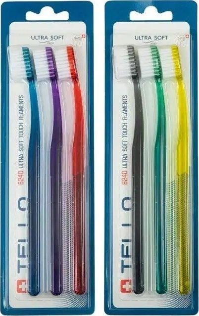 Produktbild Tello 6240 Schweizer Ultra Soft Zahnbürste für Erwachsene für sanfte Reinigung mit ergonomischem Griff