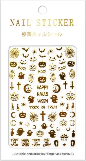 Nagellack24 Nail Art Sticker Selbstklebend Gold Halloween (Gold)
