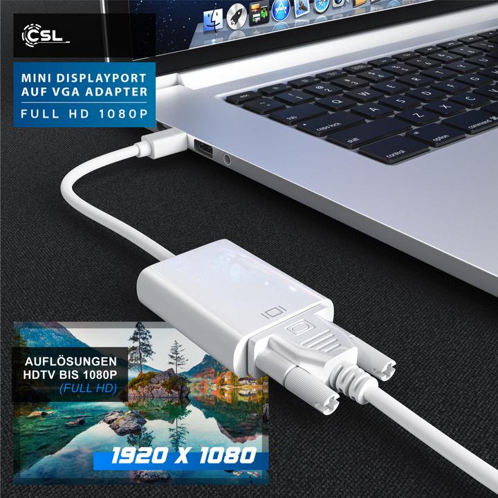 Actual product image CSL Mini DisplayPort to VGA Video Adapter, Full HD MiniDP Male to VGA Female Adapter Cable (VGA)
