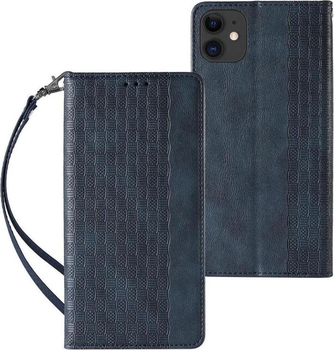 Produktbild Hurtel Magnet Strap Case for iPhone 12 Pouch Wallet + Mini Lanyard Pendant Blue (Apple iPhone 12)