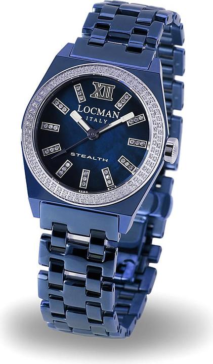 Produktbild Locman Italy Damenuhr Stealth mit Diamanten 1,76 ct. blau Ref.0204PB (Analoguhr, 33 mm)