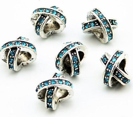 Produktbild Hermex X - Bead versilbert 925 mit Strass - Silbrig Türkis (Metallegierung)