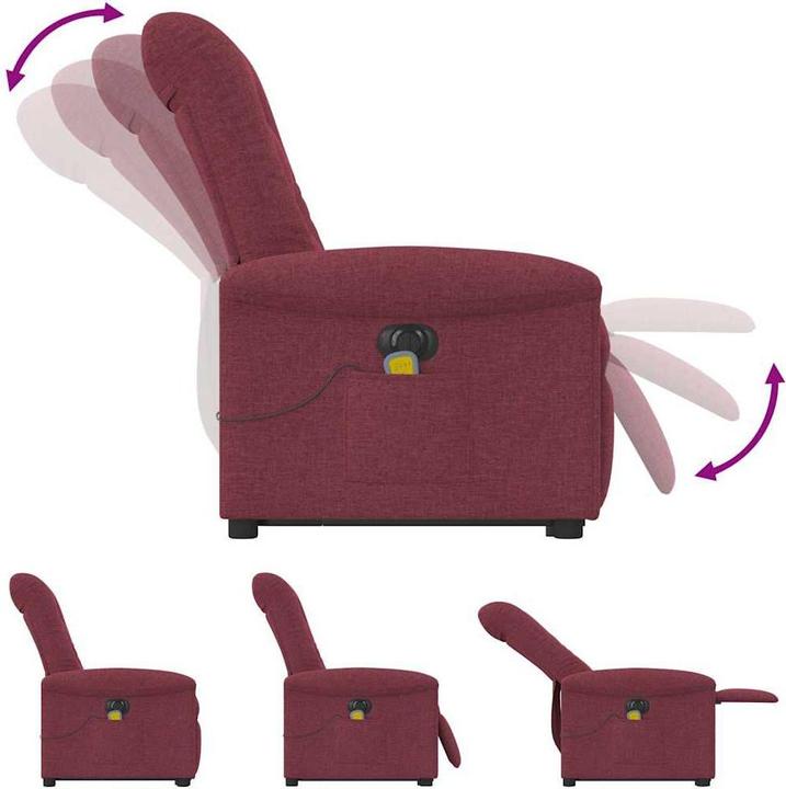 Produktbild VidaXL Elektrischer Massagesessel mit Aufstehhilfe Weinrot Stoff