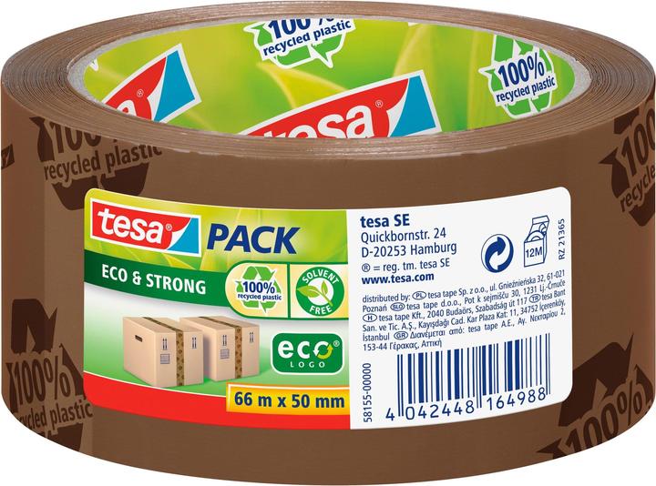 Produktbild tesa tesapack ECO & STRONG Paketband - Umweltschonendes Packband aus 100 % recyceltem Kunststoff (110 mm)