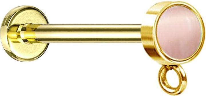 Immagine prodotto Star Piercing Micro labret filo interno placcato oro con anello cilindrico in pietra rosa occhio di gatto per (Acciaio chirurgico 316L, senza ottone, Mnerale)