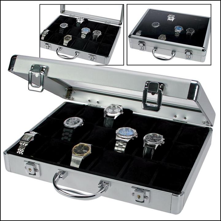 Actual product image Safe Large aluminium watch case with black velvet
