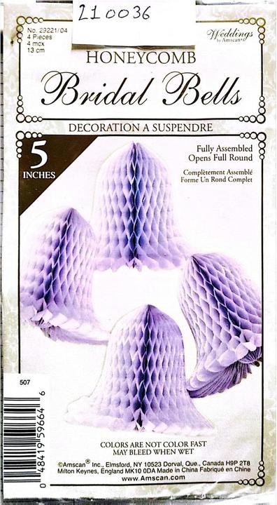 Actual product image Amscan Honeycomb Bell Bridal Hanging Decoration (Pack of 4)