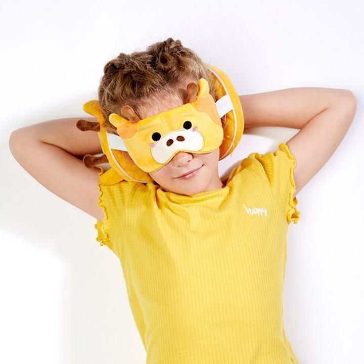 Produktbild Puckator Relaxeazzz Plüsch Giraffe rundes Reisekissen & Augenmaske (Kopf- & Nackenkissen)