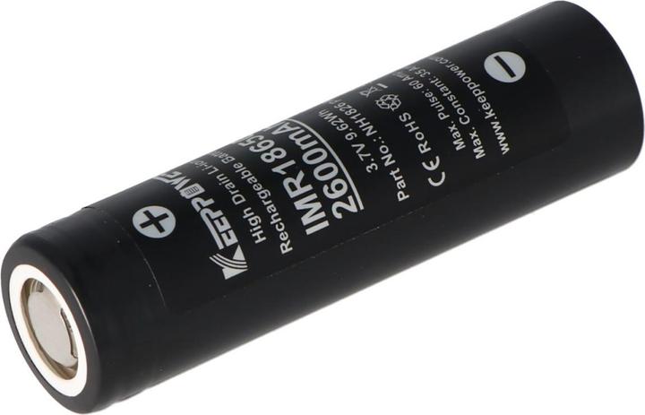 Actual product image Keeppower Battery IMR18650 Plus (US18650VTC5A) (Flat Top) incl. battery protection box (1 pcs., 18650, 2600 mAh)