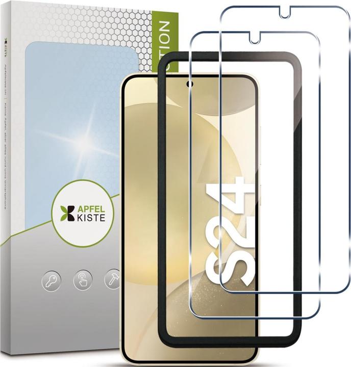 Actual product image Apfelkiste - Panzer Glas Displayschutzfolie mit Montagerahmen (2er Set) (2 Piece, Samsung Galaxy S24)