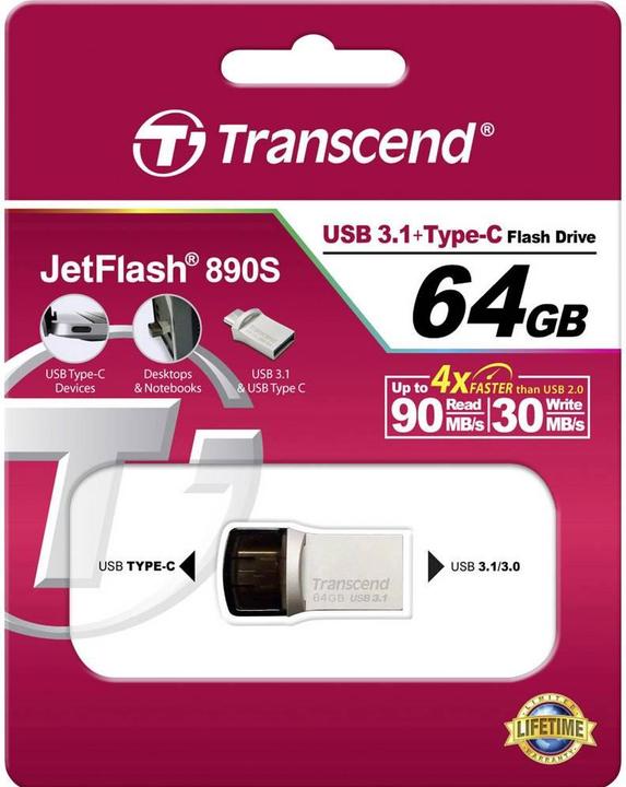 Produktbild Transcend Jetflash 890 (64 GB, USB-A, USB-C)