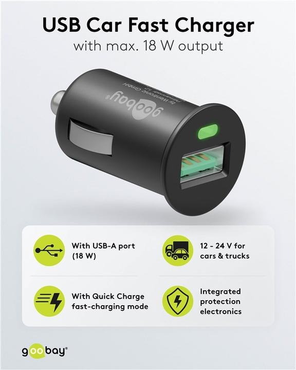Produktbild Goobay USB-Autoschnellladegerät