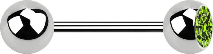 Image du produit Star Piercing Micro Barbell argent avec boule et cristal boule vert clair (sans laiton, Acier chirurgical 316L)