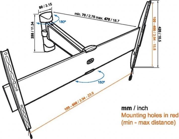 Image du produit Vogels Base 25 L (Mur, 65", 45 kg)