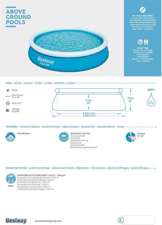 Produktbild Bestway Fast Set (Ø 366 x 76 cm)