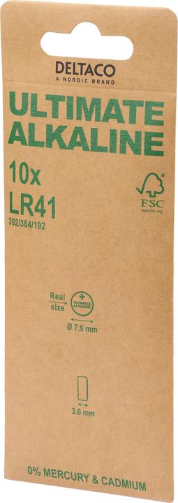 Actual product image Deltaco Ultimate Alkaline LR41 Button Cell - 10-pack (10 pcs., LR41)