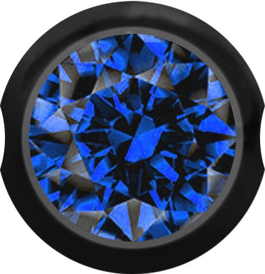 Actual product image Star Piercing Ball Closure Ball black with crystal dark blue (Surgical steel 316L)
