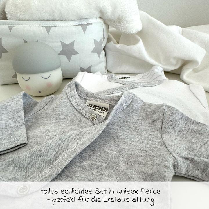 Produktbild Jacky Baby Wickelbody Langarm 3er Pack - Grau Melange, Ringel Baby-Bodys & Wickelbodys (68)